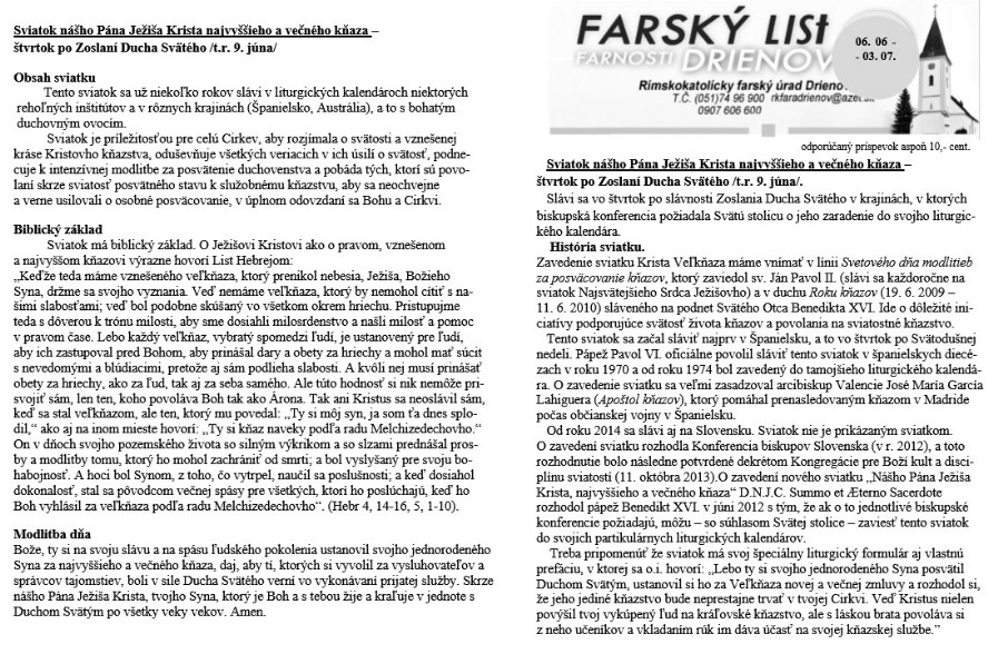 Farsky list RK Drienov