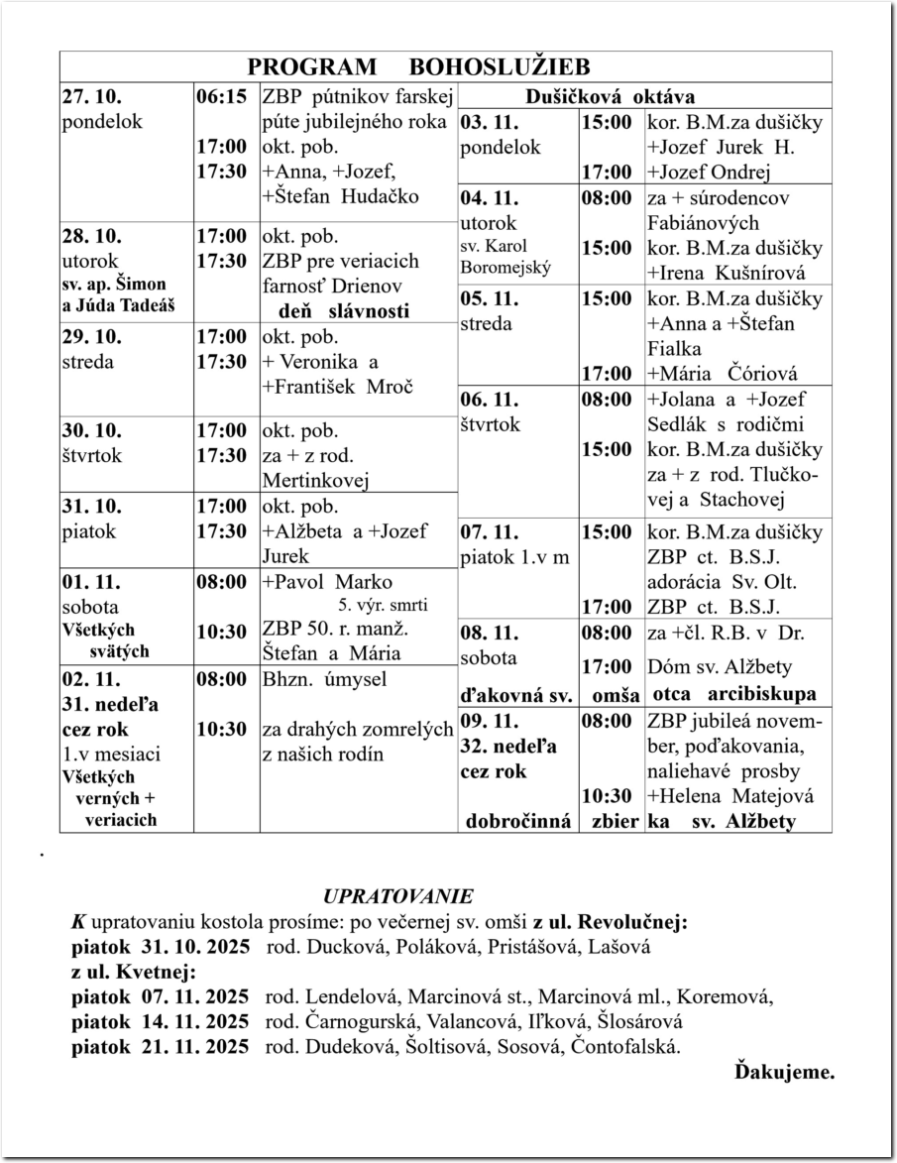 Farsky list RK Drienov